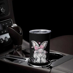 Cute Easter Bunny with Heart Glasses Pink Bow Tumbler Cup Adorable Rabbit Love Aesthetic Gift TS02 Print Your Wear