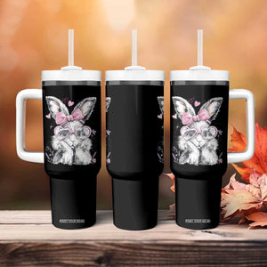 Cute Easter Bunny with Heart Glasses Pink Bow Tumbler With Handle Adorable Rabbit Love Aesthetic Gift TS02 Print Your Wear