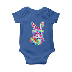 Colorful Tie Dye Bunny with Sunglasses Baby Onesie Cool Easter Rabbit Retro Hippie Vibe Graphic Gift TS02 Royal Blue Print Your Wear