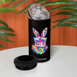 Colorful Tie Dye Bunny with Sunglasses 4 in 1 Can Cooler Tumbler Cool Easter Rabbit Retro Hippie Vibe Graphic Gift TS02 Print Your Wear