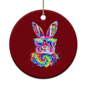 Colorful Tie Dye Bunny with Sunglasses Ceramic Ornament Cool Easter Rabbit Retro Hippie Vibe Graphic Gift TS02 1pc Red Print Your Wear