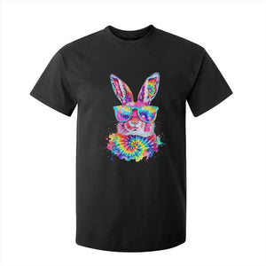 Colorful Tie Dye Bunny with Sunglasses T Shirt For Kid Cool Easter Rabbit Retro Hippie Vibe Graphic Gift TS02 Black Print Your Wear