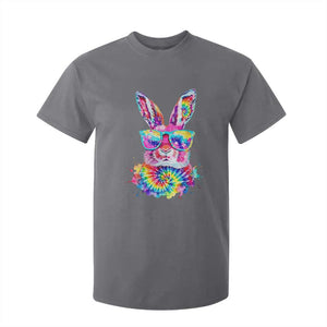 Colorful Tie Dye Bunny with Sunglasses T Shirt For Kid Cool Easter Rabbit Retro Hippie Vibe Graphic Gift TS02 Charcoal Print Your Wear