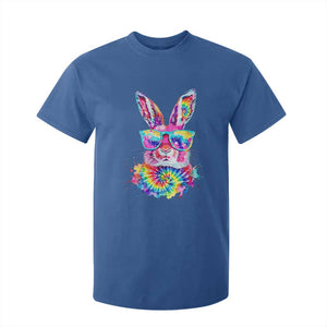 Colorful Tie Dye Bunny with Sunglasses T Shirt For Kid Cool Easter Rabbit Retro Hippie Vibe Graphic Gift TS02 Royal Blue Print Your Wear