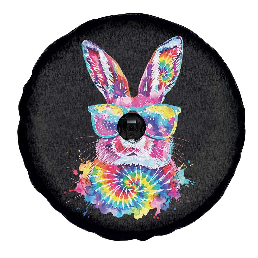 Colorful Tie Dye Bunny with Sunglasses Spare Tire Cover Cool Easter Rabbit Retro Hippie Vibe Graphic Gift TS02 Print Your Wear