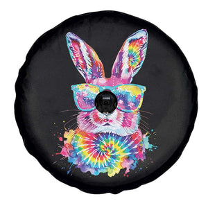 Colorful Tie Dye Bunny with Sunglasses Spare Tire Cover Cool Easter Rabbit Retro Hippie Vibe Graphic Gift TS02 Print Your Wear