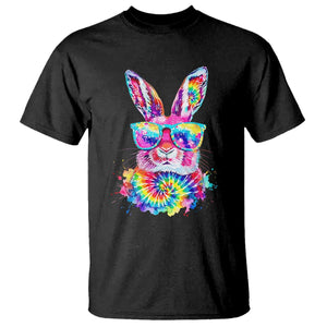 Colorful Tie Dye Bunny with Sunglasses T Shirt Cool Easter Rabbit Retro Hippie Vibe Graphic Gift TS02 Black Print Your Wear
