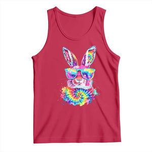 Colorful Tie Dye Bunny with Sunglasses Tank Top Cool Easter Rabbit Retro Hippie Vibe Graphic Gift TS02 Red Print Your Wear