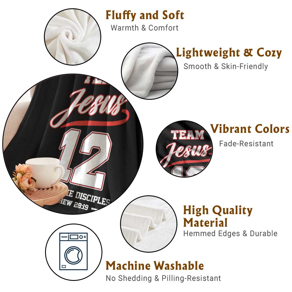 Team Jesus 12 Christian Sports Style Throw Blanket Go And Make Disciples Matthew 28:19 Faith Athletic Inspired Gift TS02 Print Your Wear