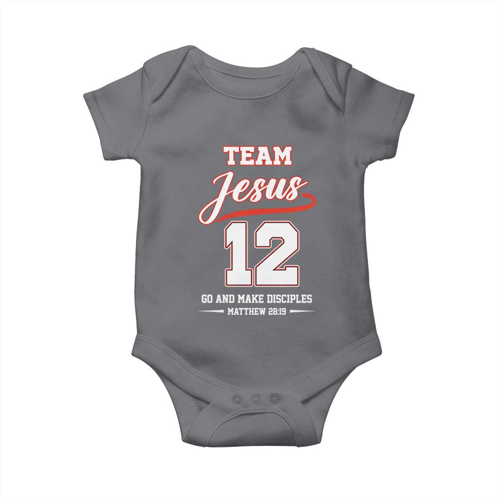 Team Jesus 12 Christian Sports Style Baby Onesie Go And Make Disciples Matthew 28:19 Faith Athletic Inspired Gift TS02 Charcoal Print Your Wear