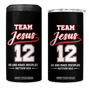 Team Jesus 12 Christian Sports Style 4 in 1 Can Cooler Tumbler Go And Make Disciples Matthew 28:19 Faith Athletic Inspired Gift TS02 One Size: 16 oz Black Print Your Wear