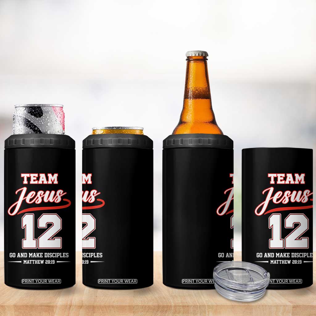 Team Jesus 12 Christian Sports Style 4 in 1 Can Cooler Tumbler Go And Make Disciples Matthew 28:19 Faith Athletic Inspired Gift TS02 Print Your Wear