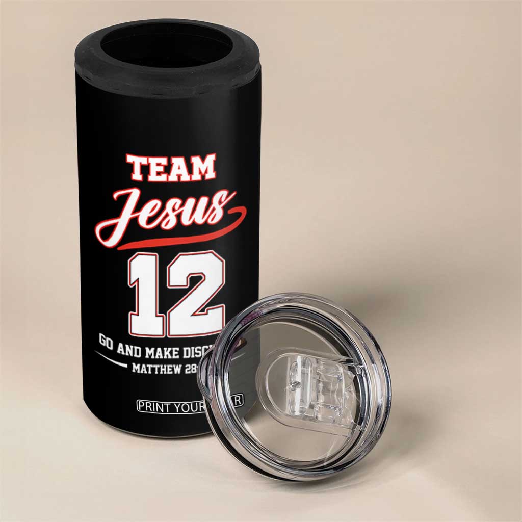 Team Jesus 12 Christian Sports Style 4 in 1 Can Cooler Tumbler Go And Make Disciples Matthew 28:19 Faith Athletic Inspired Gift TS02 Print Your Wear