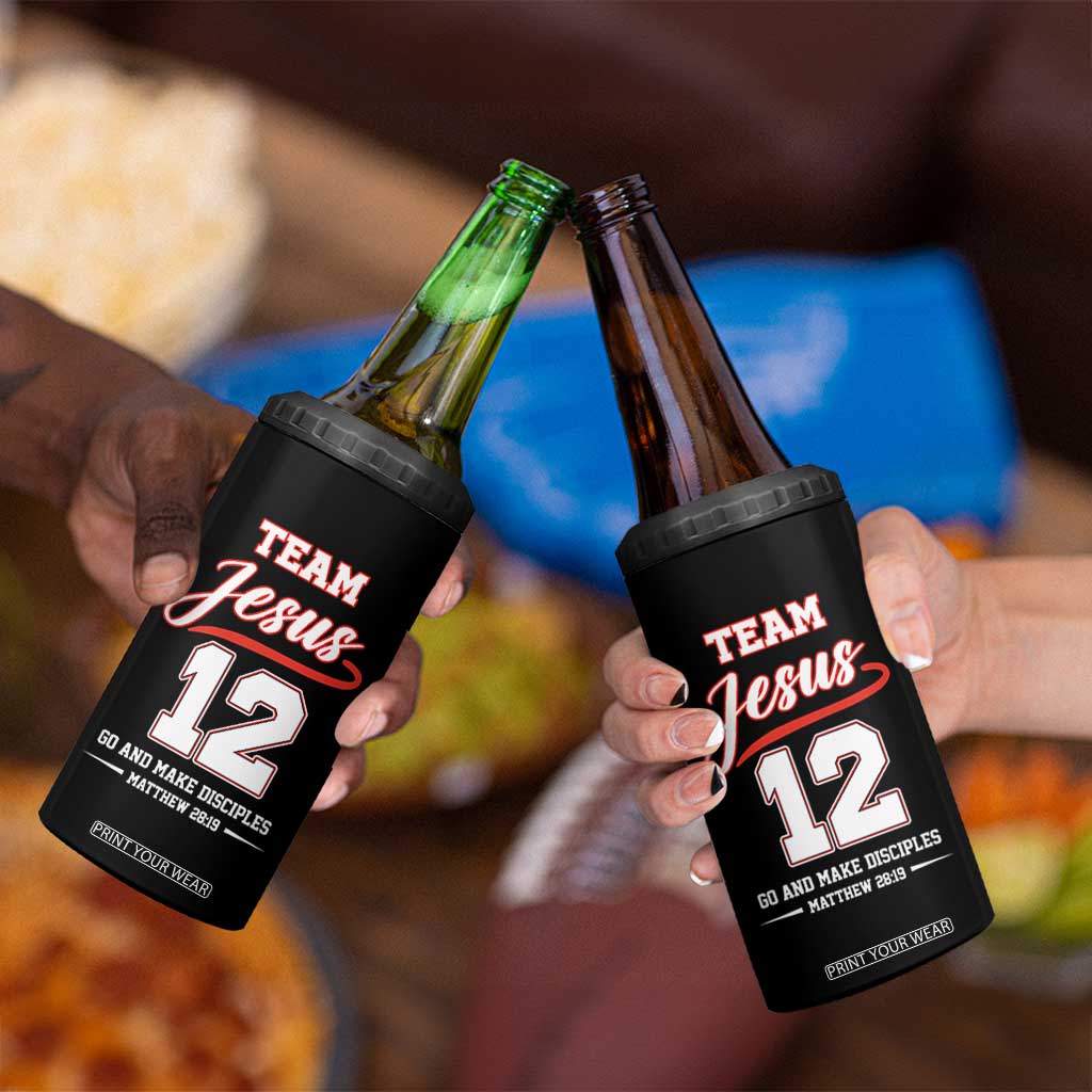 Team Jesus 12 Christian Sports Style 4 in 1 Can Cooler Tumbler Go And Make Disciples Matthew 28:19 Faith Athletic Inspired Gift TS02 Print Your Wear