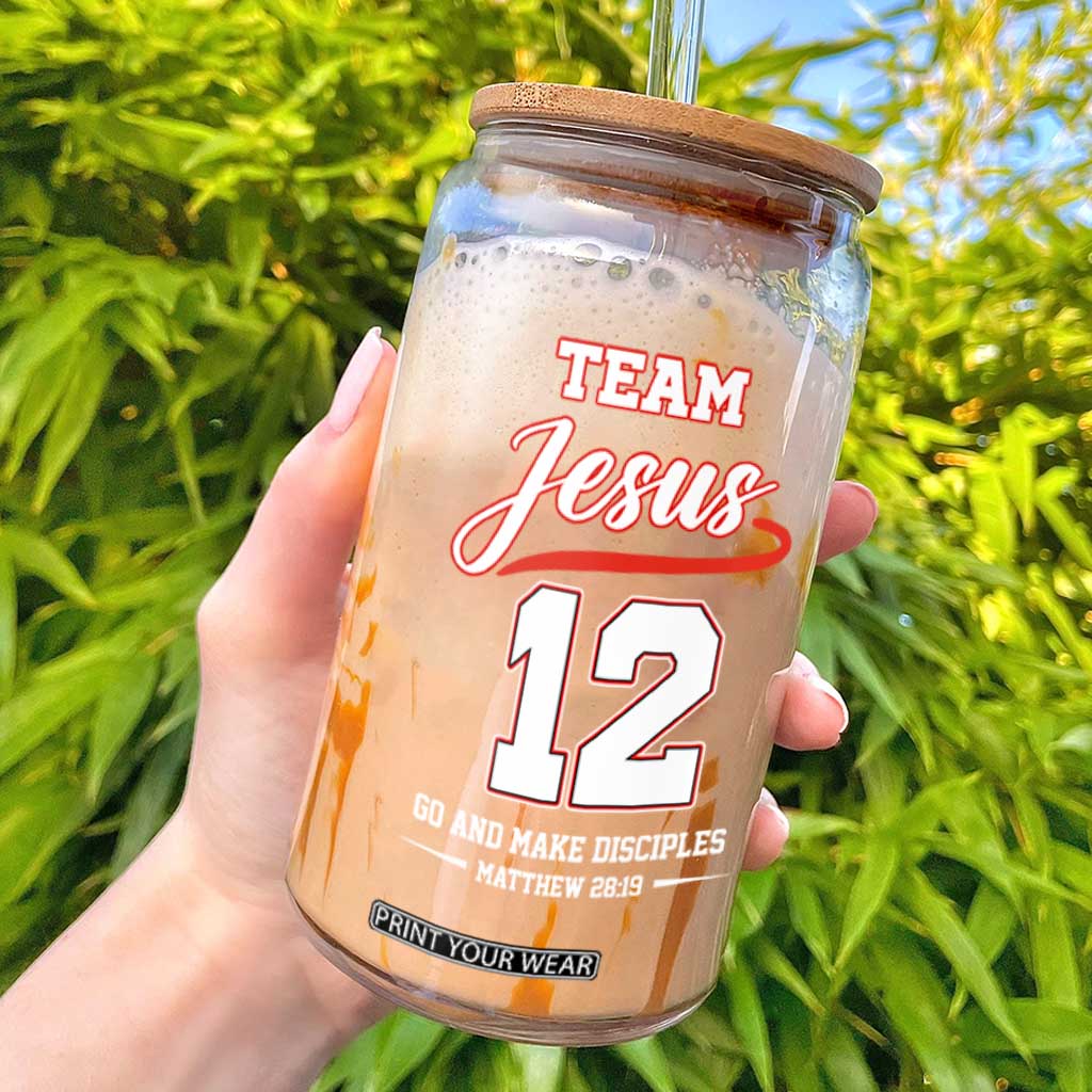 Team Jesus 12 Christian Sports Style Glass Can Go And Make Disciples Matthew 28:19 Faith Athletic Inspired Gift TS02 Black Print Your Wear