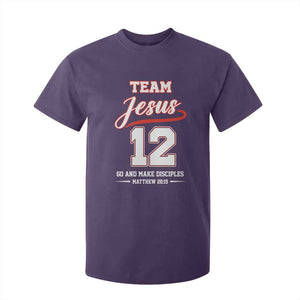 Team Jesus 12 Christian Sports Style T Shirt For Kid Go And Make Disciples Matthew 28:19 Faith Athletic Inspired Gift TS02 Purple Print Your Wear
