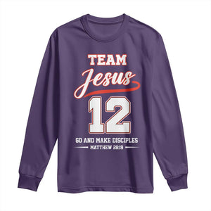 Team Jesus 12 Christian Sports Style Long Sleeve Shirt Go And Make Disciples Matthew 28:19 Faith Athletic Inspired Gift TS02 Purple Print Your Wear
