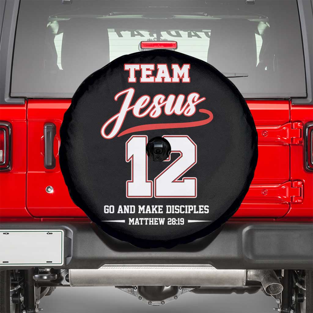 Team Jesus 12 Christian Sports Style Spare Tire Cover Go And Make Disciples Matthew 28:19 Faith Athletic Inspired Gift TS02 Black Print Your Wear