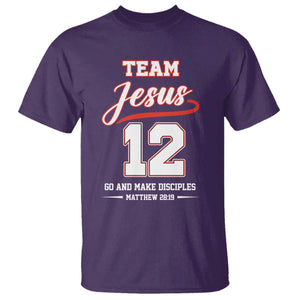 Team Jesus 12 Christian Sports Style T Shirt Go And Make Disciples Matthew 28:19 Faith Athletic Inspired Gift TS02 Purple Print Your Wear