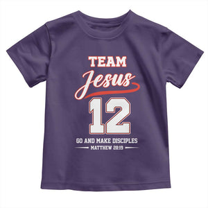 Team Jesus 12 Christian Sports Style Toddler T Shirt Go And Make Disciples Matthew 28:19 Faith Athletic Inspired Gift TS02 Purple Print Your Wear