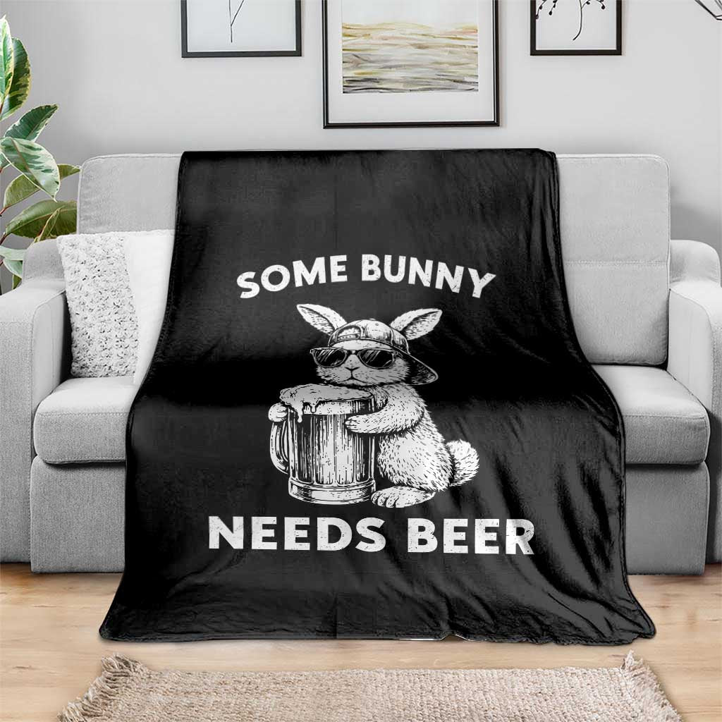 Some Bunny Needs Beer Funny Easter Drinking Humor Throw Blanket Cool Rabbit with Sunglasses Graphic Gift TS02 Print Your Wear