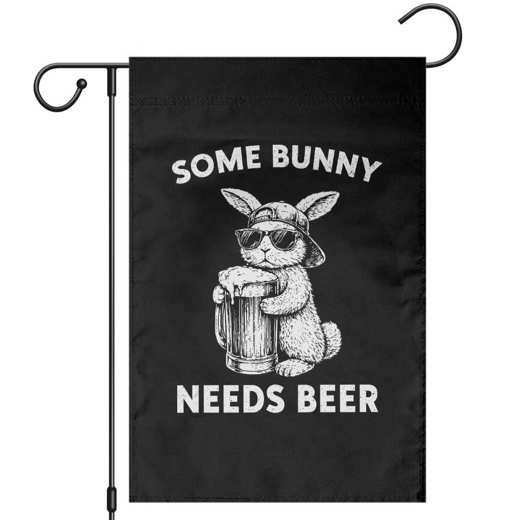 Some Bunny Needs Beer Funny Easter Drinking Humor Garden Flag Cool Rabbit with Sunglasses Graphic Gift TS02 Black Print Your Wear