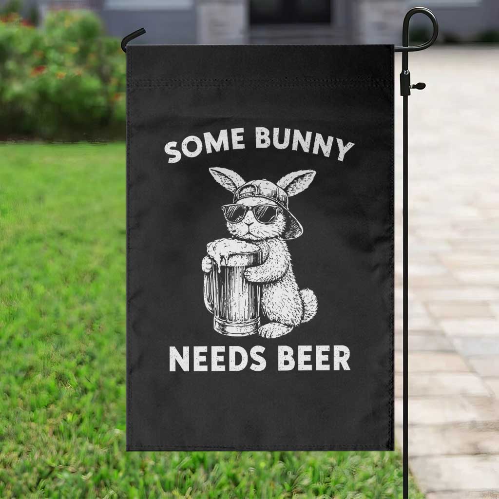 Some Bunny Needs Beer Funny Easter Drinking Humor Garden Flag Cool Rabbit with Sunglasses Graphic Gift TS02 Print Your Wear