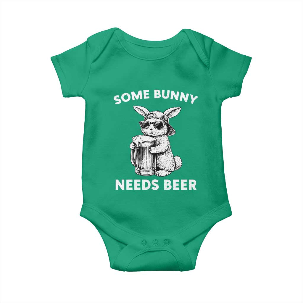 Some Bunny Needs Beer Funny Easter Drinking Humor Baby Onesie Cool Rabbit with Sunglasses Graphic Gift TS02 Irish Green Print Your Wear