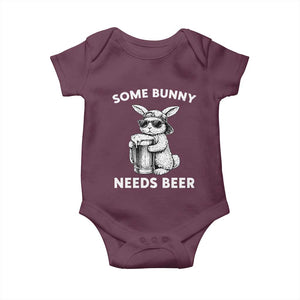 Some Bunny Needs Beer Funny Easter Drinking Humor Baby Onesie Cool Rabbit with Sunglasses Graphic Gift TS02 Maroon Print Your Wear