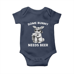 Some Bunny Needs Beer Funny Easter Drinking Humor Baby Onesie Cool Rabbit with Sunglasses Graphic Gift TS02 Navy Print Your Wear