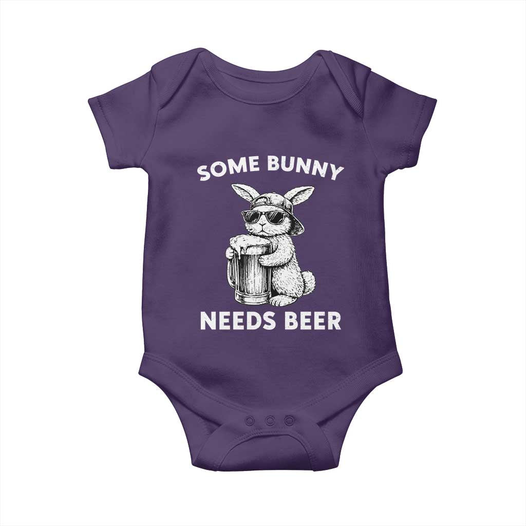 Some Bunny Needs Beer Funny Easter Drinking Humor Baby Onesie Cool Rabbit with Sunglasses Graphic Gift TS02 Purple Print Your Wear