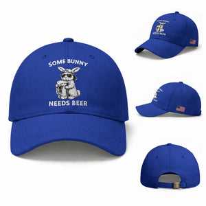 Some Bunny Needs Beer Funny Easter Drinking Humor Baseball Cap Cool Rabbit with Sunglasses Graphic Gift TS02 Baseball Cap Universal Fit Royal Blue Print Your Wear