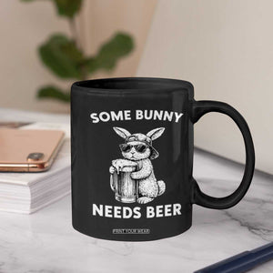 Some Bunny Needs Beer Funny Easter Drinking Humor Coffee Mug Cool Rabbit with Sunglasses Graphic Gift TS02 Print Your Wear