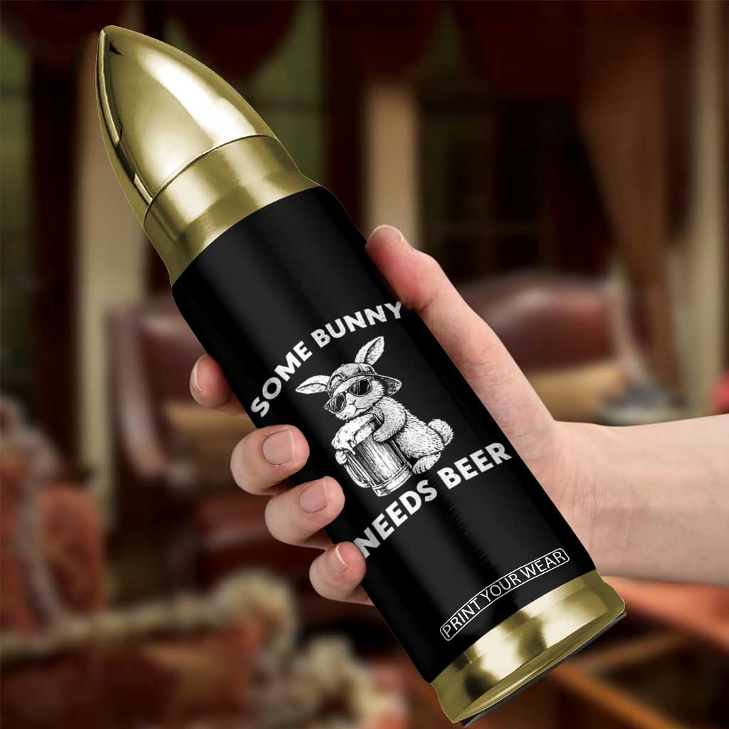 Some Bunny Needs Beer Funny Easter Drinking Humor Bullet Tumbler Cool Rabbit with Sunglasses Graphic Gift TS02 Print Your Wear