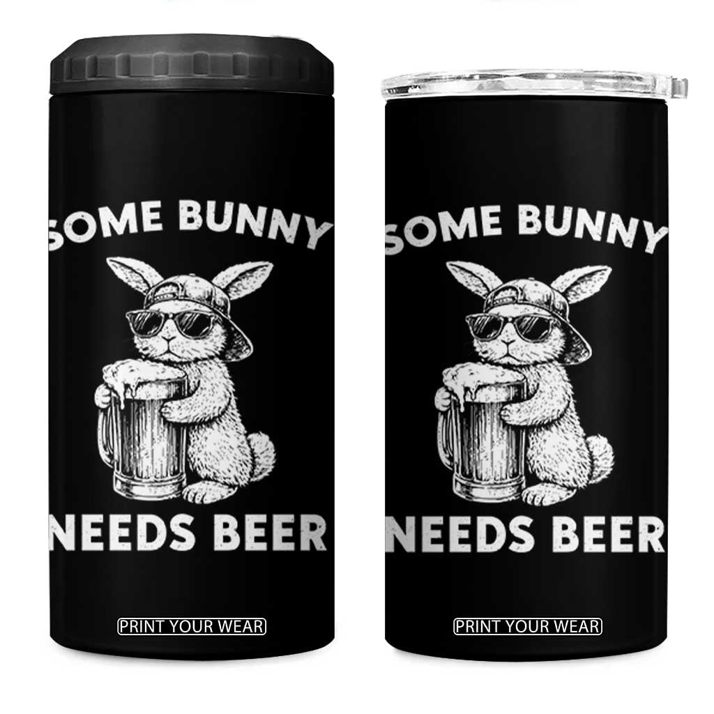 Some Bunny Needs Beer Funny Easter Drinking Humor 4 in 1 Can Cooler Tumbler Cool Rabbit with Sunglasses Graphic Gift TS02 One Size: 16 oz Black Print Your Wear