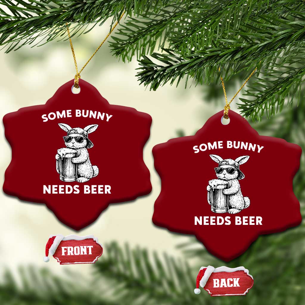 Some Bunny Needs Beer Funny Easter Drinking Humor Ceramic Ornament Cool Rabbit with Sunglasses Graphic Gift TS02 Print Your Wear