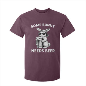 Some Bunny Needs Beer Funny Easter Drinking Humor T Shirt For Kid Cool Rabbit with Sunglasses Graphic Gift TS02 Maroon Print Your Wear