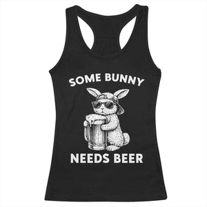 Some Bunny Needs Beer Funny Easter Drinking Humor Racerback Tank Top Cool Rabbit with Sunglasses Graphic Gift TS02 Black Print Your Wear