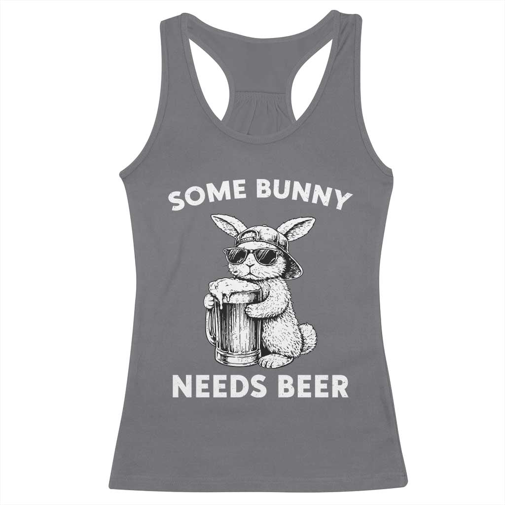 Some Bunny Needs Beer Funny Easter Drinking Humor Racerback Tank Top Cool Rabbit with Sunglasses Graphic Gift TS02 Charcoal Print Your Wear