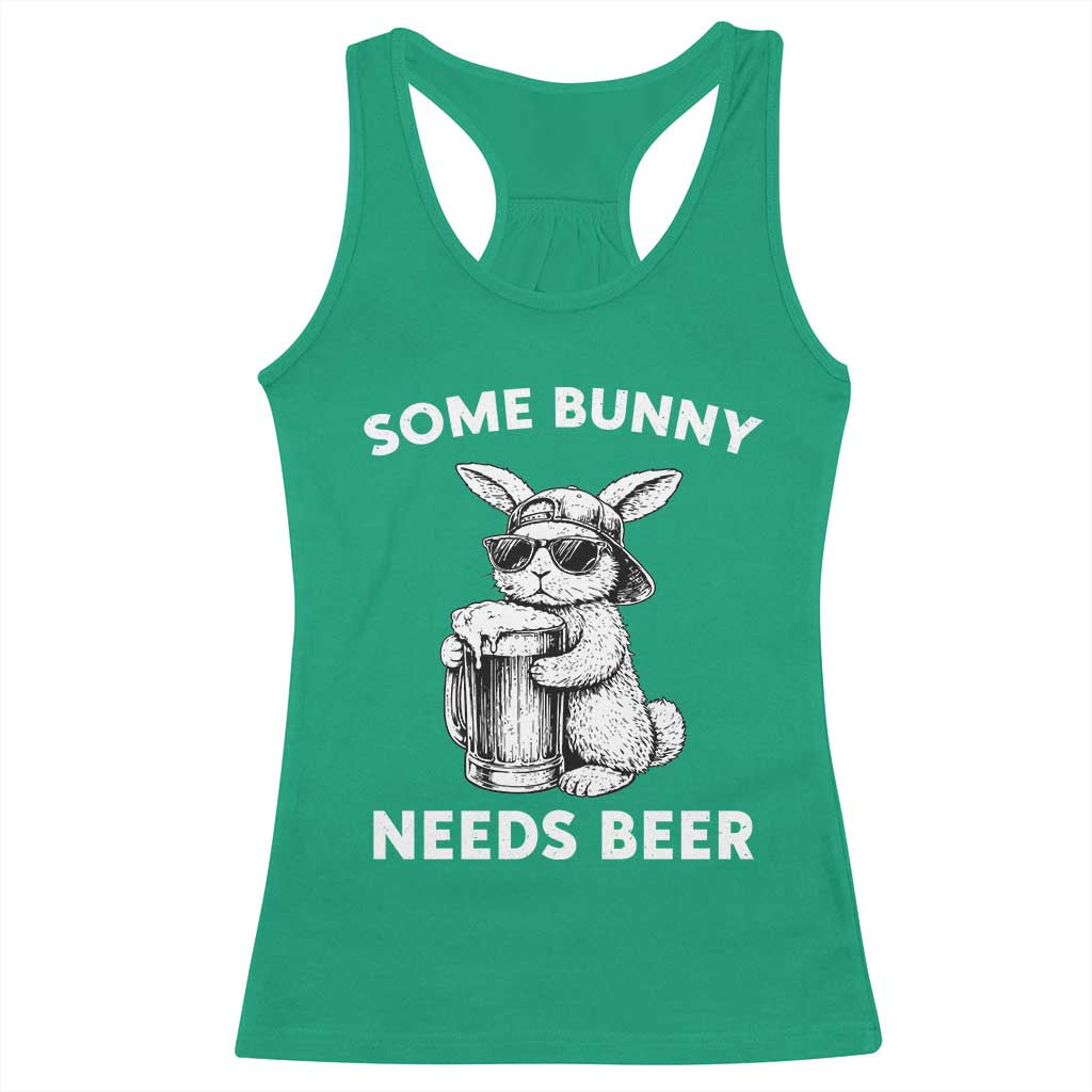 Some Bunny Needs Beer Funny Easter Drinking Humor Racerback Tank Top Cool Rabbit with Sunglasses Graphic Gift TS02 Irish Green Print Your Wear