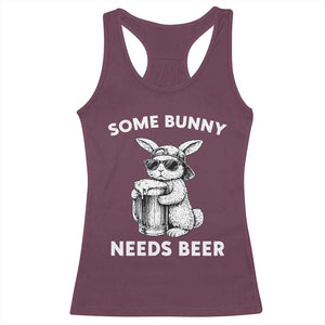 Some Bunny Needs Beer Funny Easter Drinking Humor Racerback Tank Top Cool Rabbit with Sunglasses Graphic Gift TS02 Maroon Print Your Wear