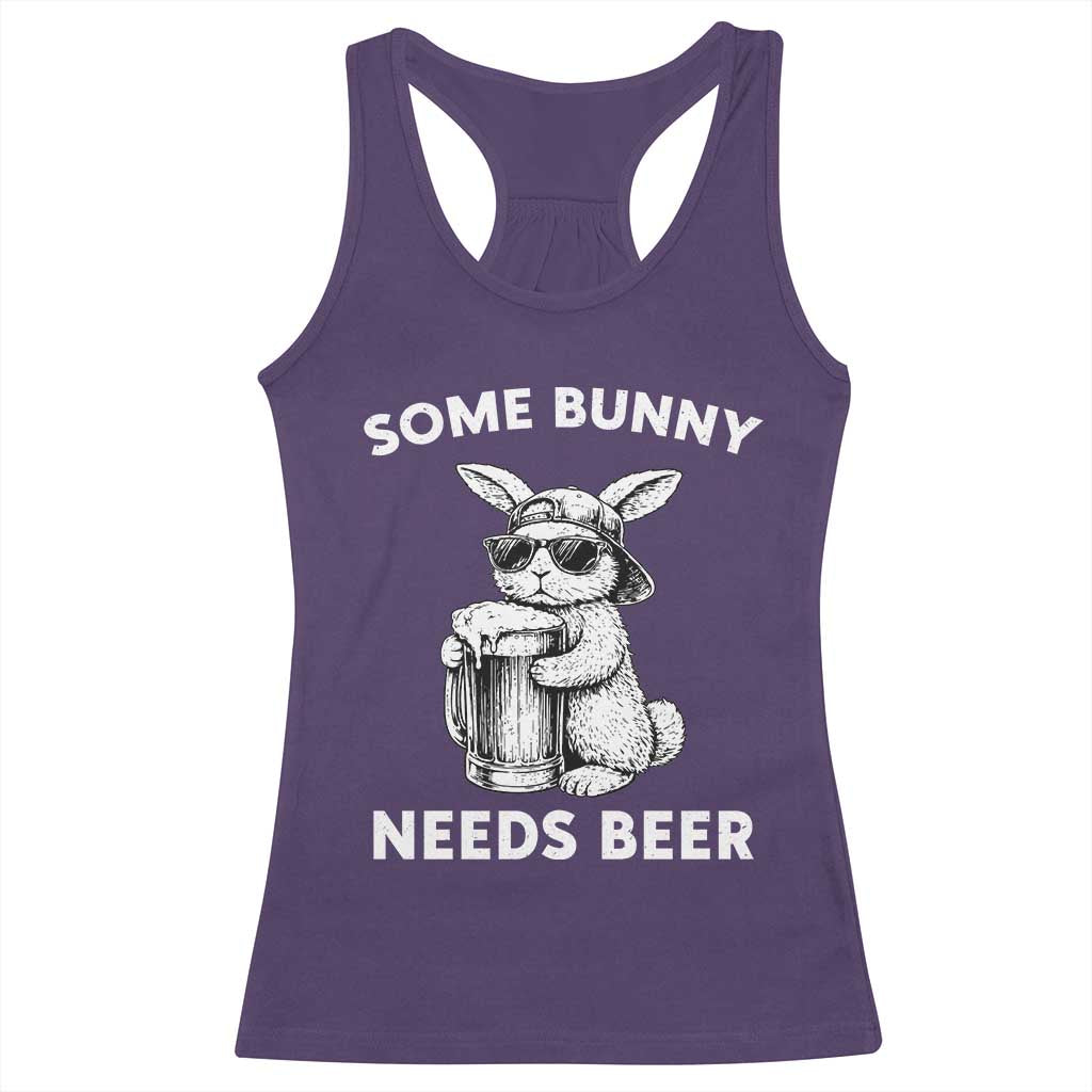 Some Bunny Needs Beer Funny Easter Drinking Humor Racerback Tank Top Cool Rabbit with Sunglasses Graphic Gift TS02 Purple Print Your Wear