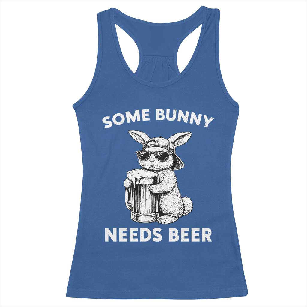 Some Bunny Needs Beer Funny Easter Drinking Humor Racerback Tank Top Cool Rabbit with Sunglasses Graphic Gift TS02 Royal Blue Print Your Wear