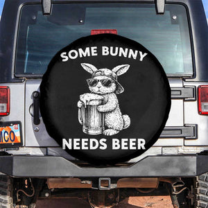 Some Bunny Needs Beer Funny Easter Drinking Humor Spare Tire Cover Cool Rabbit with Sunglasses Graphic Gift TS02 No hole Black Print Your Wear