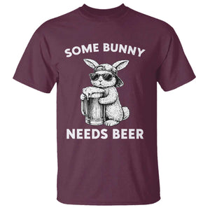 Some Bunny Needs Beer Funny Easter Drinking Humor T Shirt Cool Rabbit with Sunglasses Graphic Gift TS02 Maroon Print Your Wear