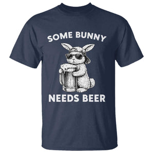 Some Bunny Needs Beer Funny Easter Drinking Humor T Shirt Cool Rabbit with Sunglasses Graphic Gift TS02 Navy Print Your Wear