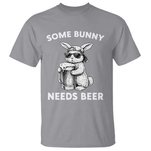 Some Bunny Needs Beer Funny Easter Drinking Humor T Shirt Cool Rabbit with Sunglasses Graphic Gift TS02 Sport Gray Print Your Wear