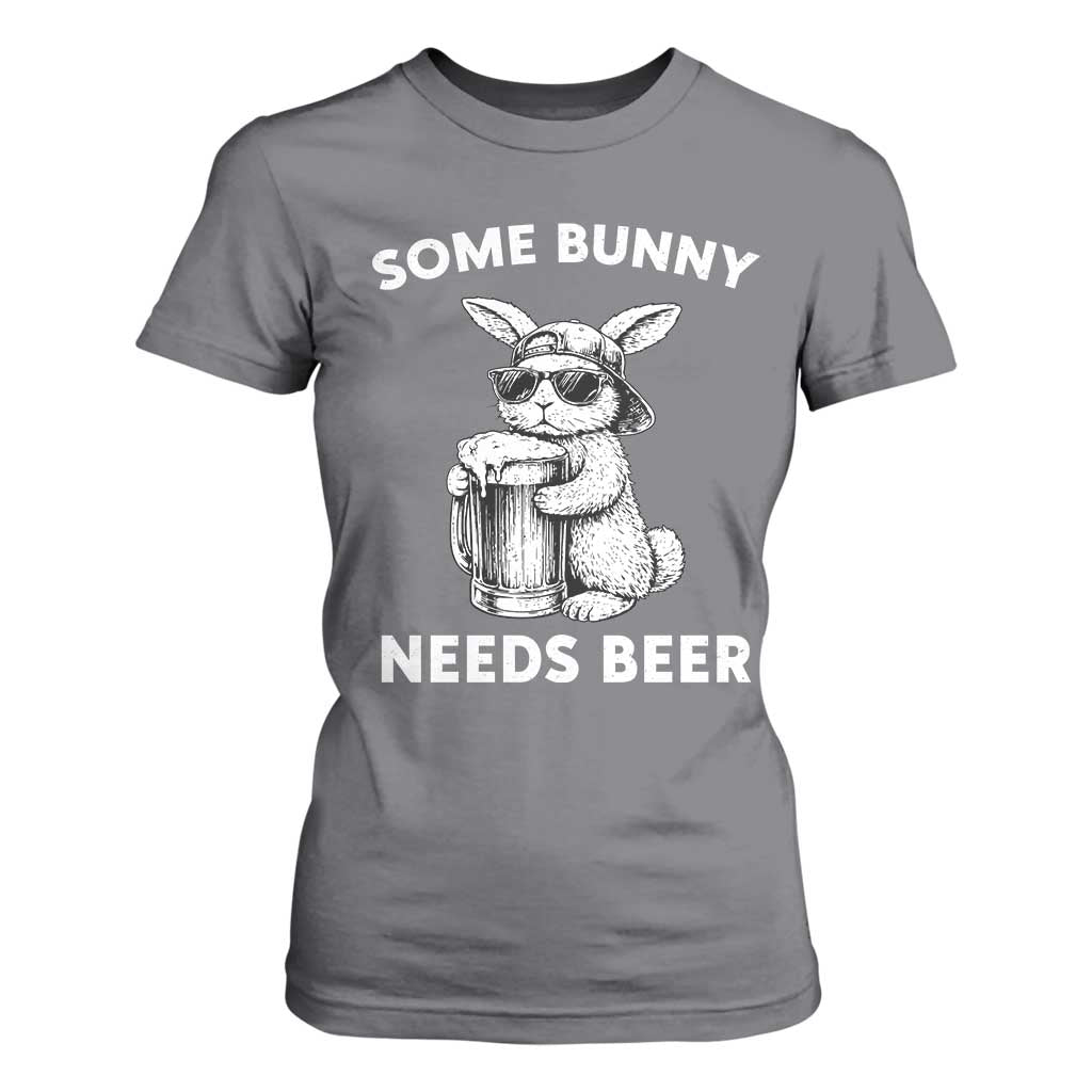Some Bunny Needs Beer Funny Easter Drinking Humor T Shirt For Women Cool Rabbit with Sunglasses Graphic Gift TS02 Charcoal Print Your Wear