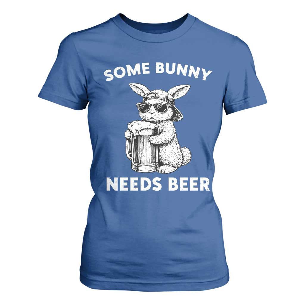 Some Bunny Needs Beer Funny Easter Drinking Humor T Shirt For Women Cool Rabbit with Sunglasses Graphic Gift TS02 Royal Blue Print Your Wear