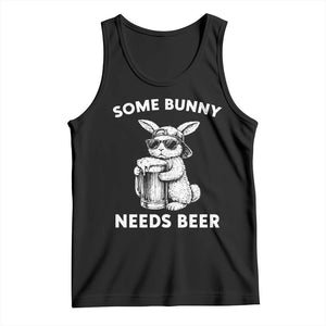 Some Bunny Needs Beer Funny Easter Drinking Humor Tank Top Cool Rabbit with Sunglasses Graphic Gift TS02 Black Print Your Wear